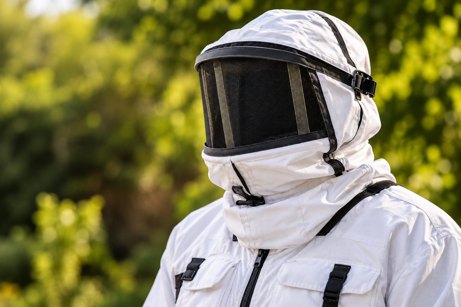 Illustration d'une tenue blanche de protection contre les frelons